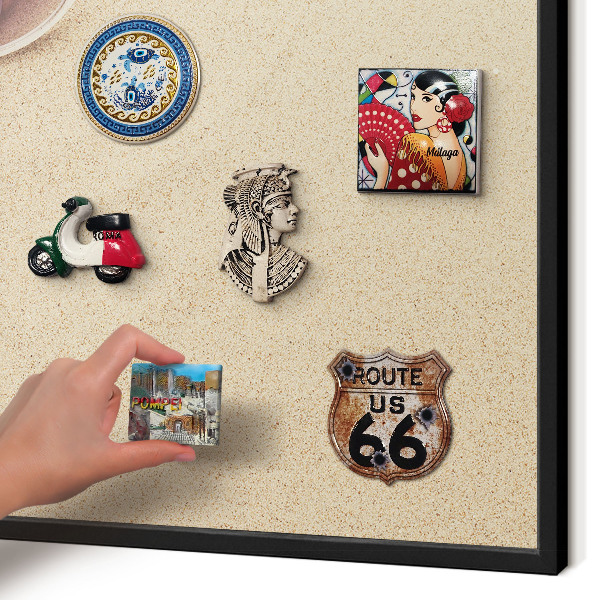 Vacation magnet board with a black frame Summer beach