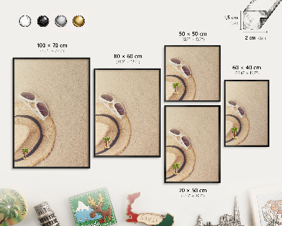 Vacation magnet board with a black frame Summer beach