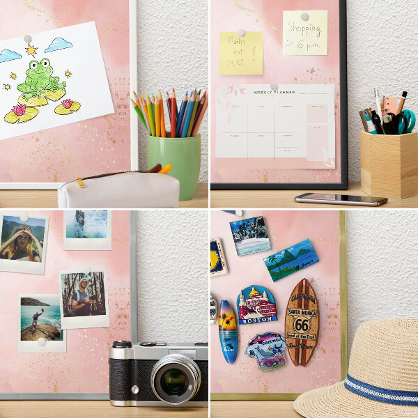 Metal wall board for magnets in a black frame Subtle elegance