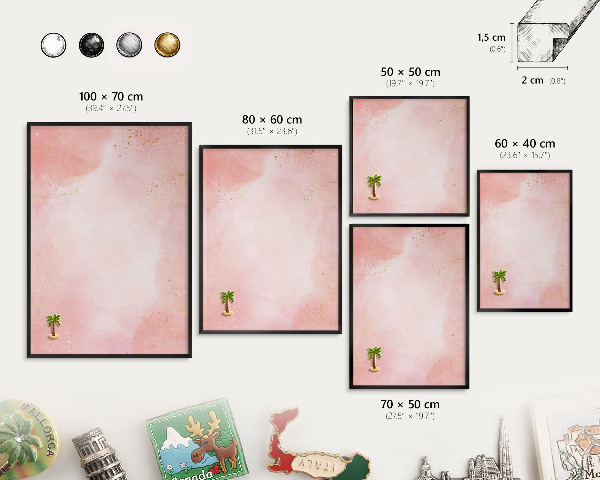 Metal wall board for magnets in a black frame Subtle elegance
