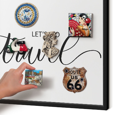 Vacation magnet board with a black frame Let's travel together