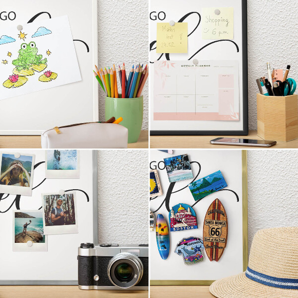 Vacation magnet board with a black frame Let's travel together