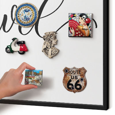 Vacation magnet board with a black frame Let's travel together