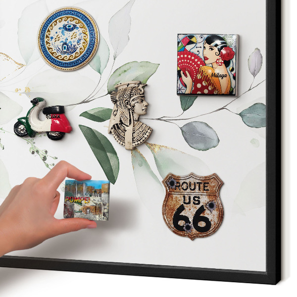 Vacation magnet board with a black frame Botanical elegance