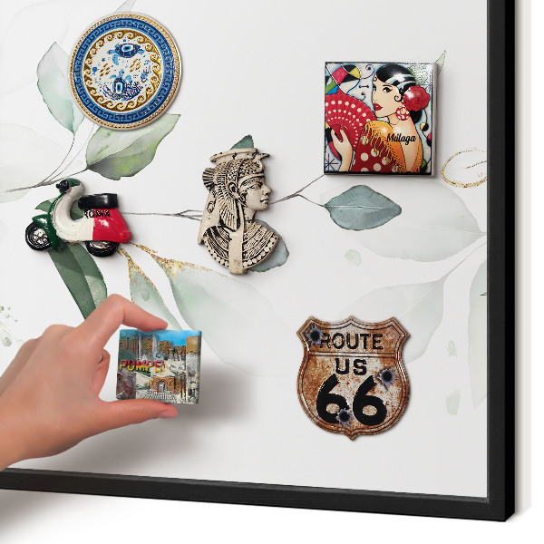Vacation magnet board with a black frame Botanical elegance