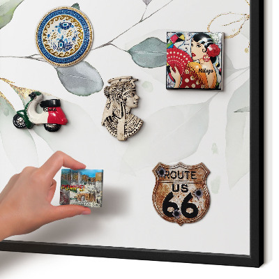 Vacation magnet board with a black frame Botanical elegance