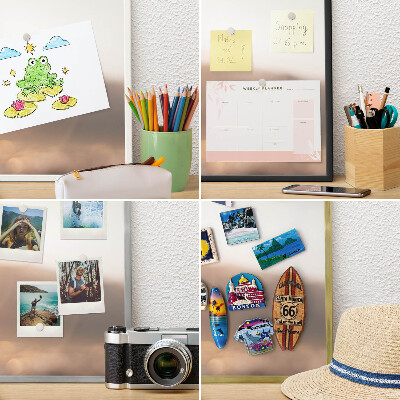 Metal wall board for magnets in a black frame Retro travel