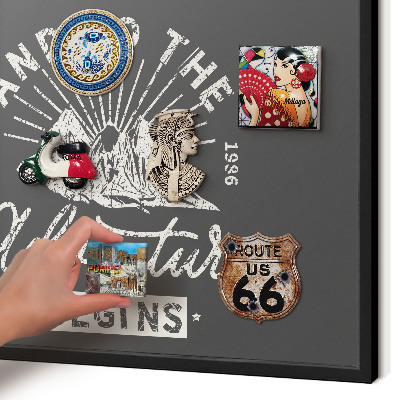 Vacation magnet board with a black frame Mountain inscription