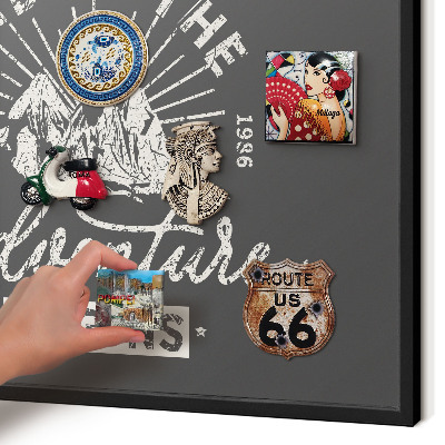 Vacation magnet board with a black frame Mountain inscription