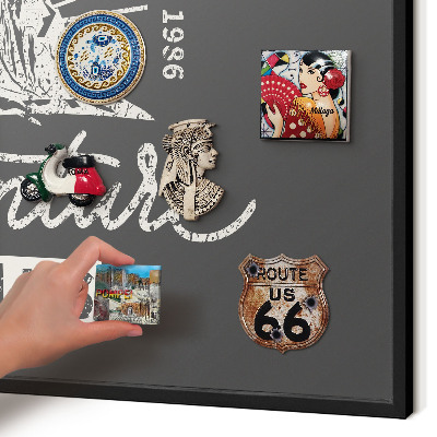 Vacation magnet board with a black frame Mountain inscription