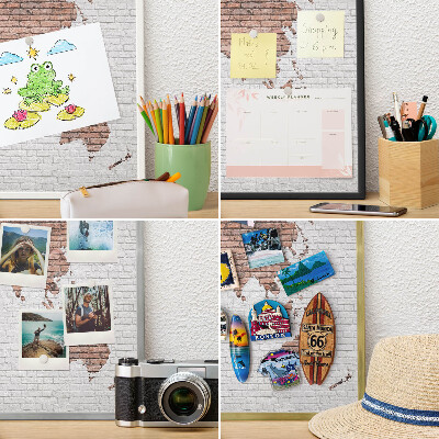 Vacation magnet board with a black frame Brick map