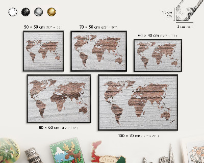 Vacation magnet board with a black frame Brick map