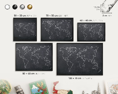 Metal wall board for magnets in a black frame Cretaceous world