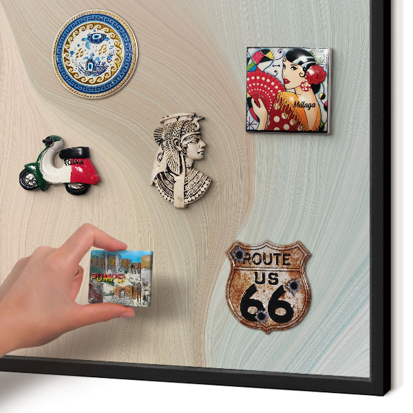 Metal wall board for magnets in a black frame Pastel swirl