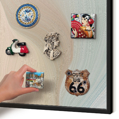 Metal wall board for magnets in a black frame Pastel swirl