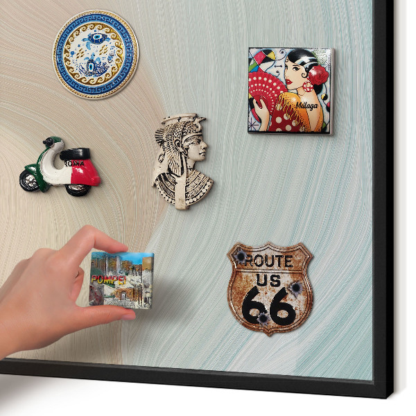 Metal wall board for magnets in a black frame Pastel swirl