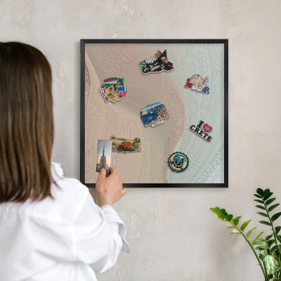 Metal wall board for magnets in a black frame Pastel swirl