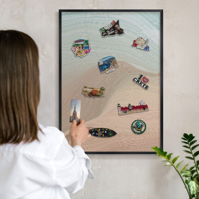 Metal wall board for magnets in a black frame Pastel swirl