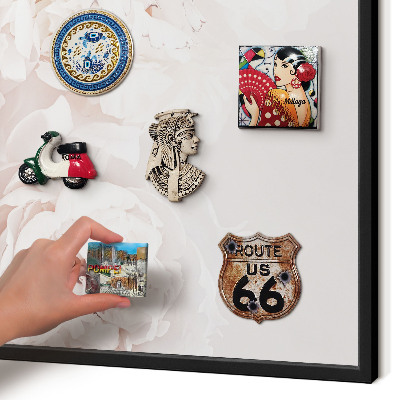 Vacation magnet board with a black frame White peonies