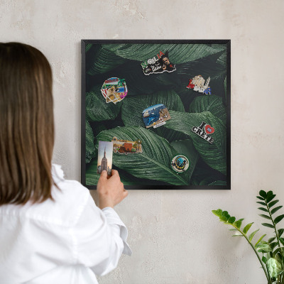 Vacation magnet board with a black frame The greenery of nature