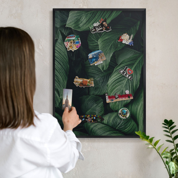 Vacation magnet board with a black frame The greenery of nature