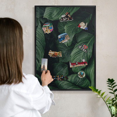 Vacation magnet board with a black frame The greenery of nature