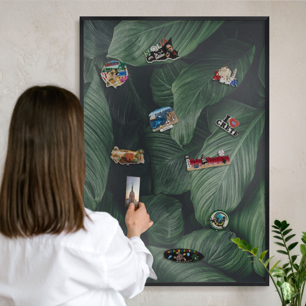 Vacation magnet board with a black frame The greenery of nature