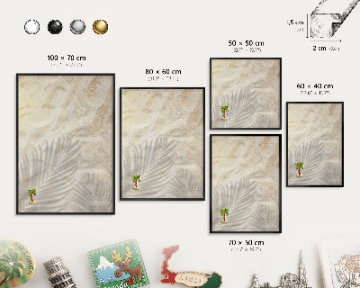 Vacation magnet board with a black frame Tropical pattern