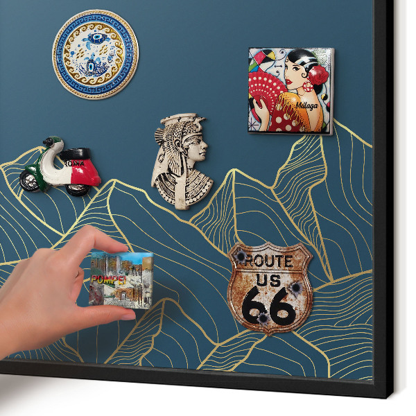 Vacation magnet board with a black frame Mountain minimalism