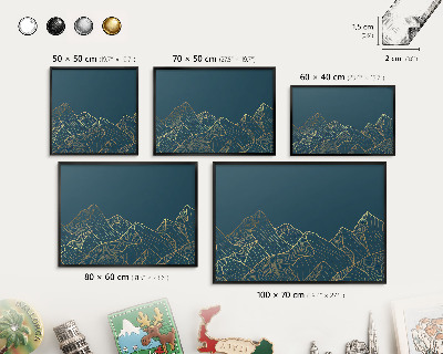 Vacation magnet board with a black frame Mountain minimalism