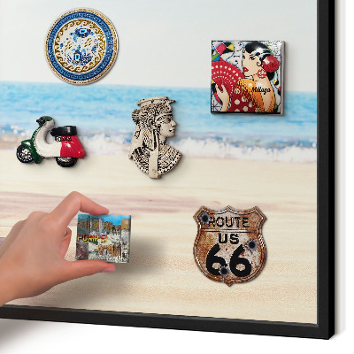 Vacation magnet board with a black frame Holiday peace