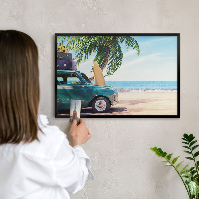 Vacation magnet board with a black frame Holiday peace