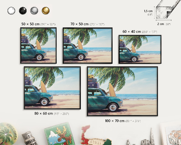 Vacation magnet board with a black frame Holiday peace