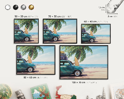 Vacation magnet board with a black frame Holiday peace