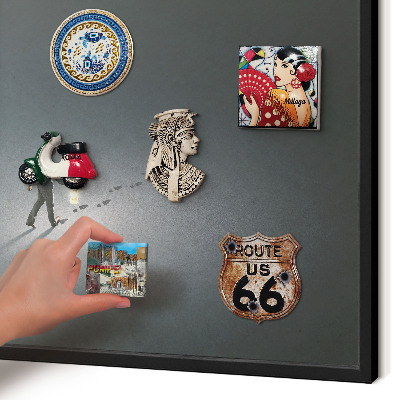 Vacation magnet board with a black frame Night hike