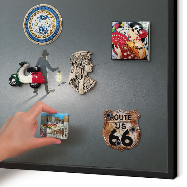 Vacation magnet board with a black frame Night hike