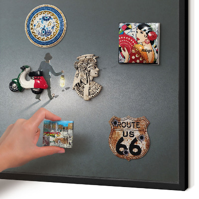 Vacation magnet board with a black frame Night hike