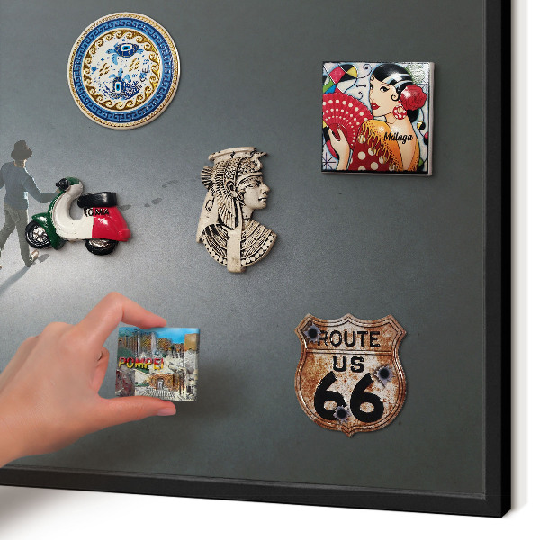 Vacation magnet board with a black frame Night hike