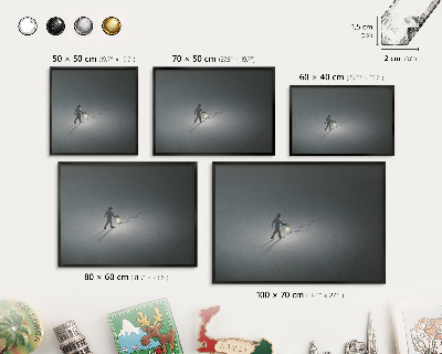 Vacation magnet board with a black frame Night hike