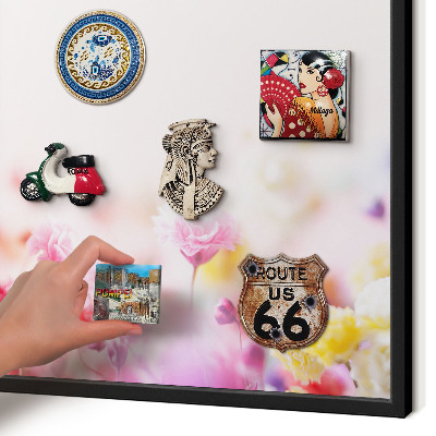 Vacation magnet board with a black frame Pastel flowers