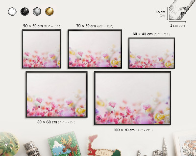 Vacation magnet board with a black frame Pastel flowers
