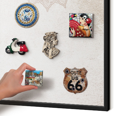 Vacation magnet board with a black frame Ethnic patterns