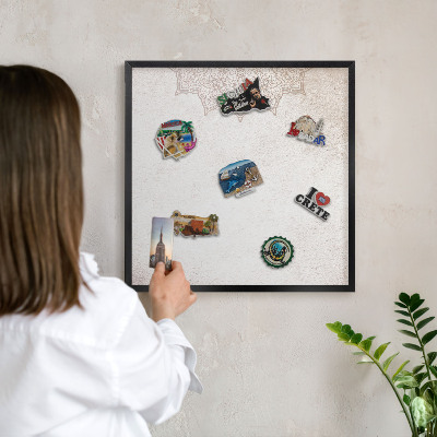 Vacation magnet board with a black frame Ethnic patterns