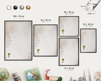 Vacation magnet board with a black frame Ethnic patterns