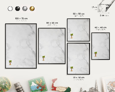 Vacation magnet board with a black frame Elegant marble