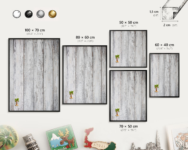 Metal wall board for magnets in a black frame Rustic wood