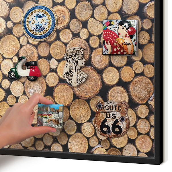 Vacation magnet board with a black frame Wooden circles