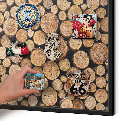 Vacation magnet board with a black frame Wooden circles