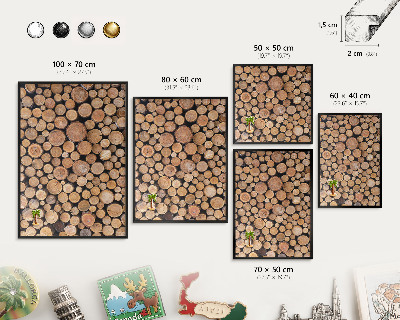 Vacation magnet board with a black frame Wooden circles