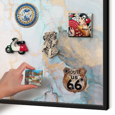 Metal wall board for magnets in a black frame Pastel forms